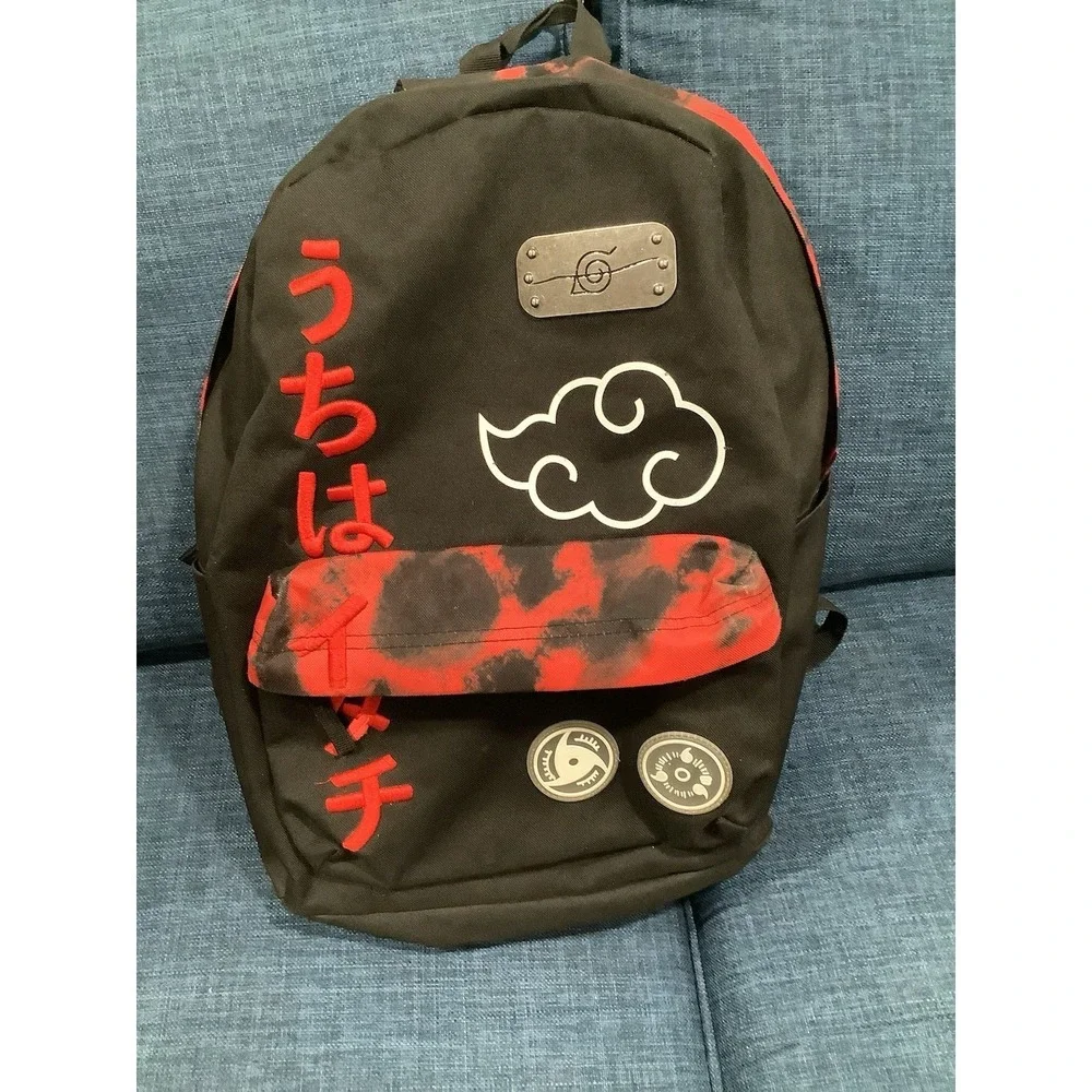 Bioworld Naruto Shippuden Collection Black Backpack w/ Red Embroidery